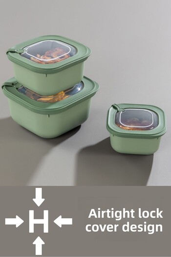 BAGER MARKET Set of 3 Microwave Compatible Storage Containers, Leakproof Food Container with Air Lock
