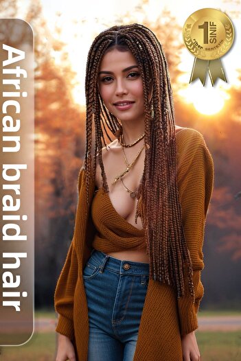 KONAK PERUK African Braid - Dark Brown Fiber Synthetic Hair for Rasta and Box Braid