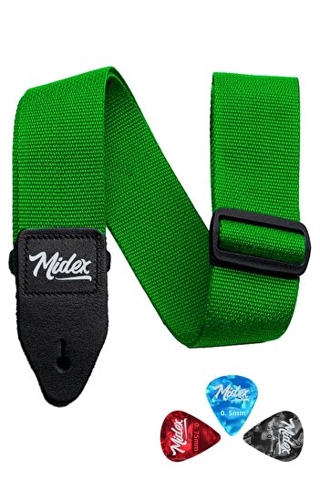 Midex ASM-26GR Κιθάρα ιμάντα ώμου Πράσινο Χρώμα 89-155cm (Δώρο Plectrums)