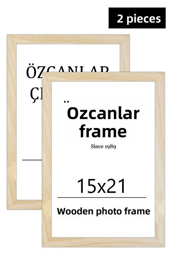 ÖZCANLAR ÇERÇEVE Set of 2 Wooden Frame Wooden Picture Frame 15x21 Natural Wooden Frame Raw Wood