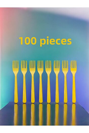 VibeHome 100Pcs Yellow Forks - for Birthday Party and Fun Events