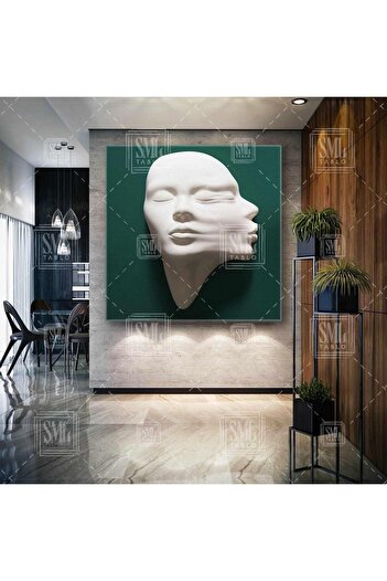 SML TABLO Green Through The Wall Plaster Look Sculpture Înfrumusețând cuplu romantic Femei Pictură pătrată pe pânză