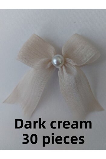 SEVİMLİ TASARİMLAR Pearl Detailed Naples Linen Ribbon Ready-Made Bow (30 Pieces)