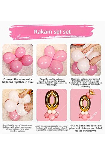PARTİAVM 3 Year Old Number Balloon Dinosaur Themed Balloon Welcome Set
