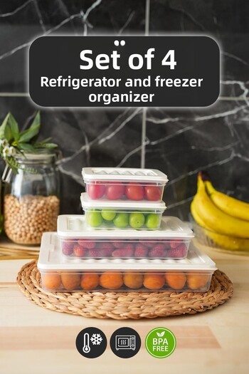 Hayveys 4-piece Storage Set - Compatible with Refrigerator, Freezer, Microwave, 2400,1200,600 Ml