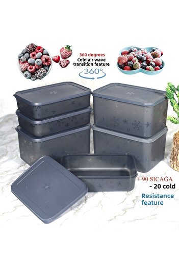 Turnberry 6-piece Ultra No Frost Anthracite Storage Container - Deep Freezer and Freezer (3x3150ml)(3x1500ml)