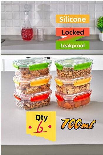 ASlife Home 700 Ml Fassungsvermögen 6-teiliges Silikon-aufbewahrungsset - Leak-proof and Ziplock-deckel