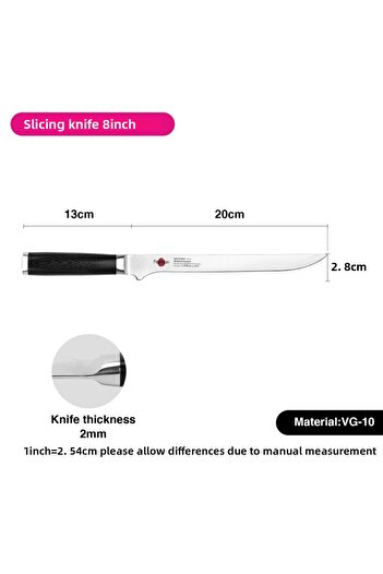 Fissman 8" Slicing Knife SAMURAI MUSASHI 20 Cm (Steel DAMASCUS)