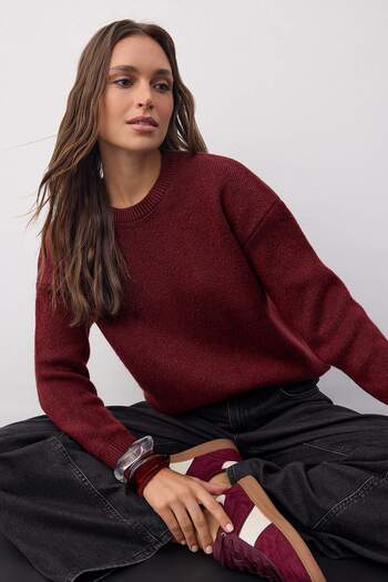 Trendyol Collection Wardrobe Essentials Burgundy Wool Premium Yarn Basic Wide Fit Knitwear Sweater |   Two Aw26Kz00065