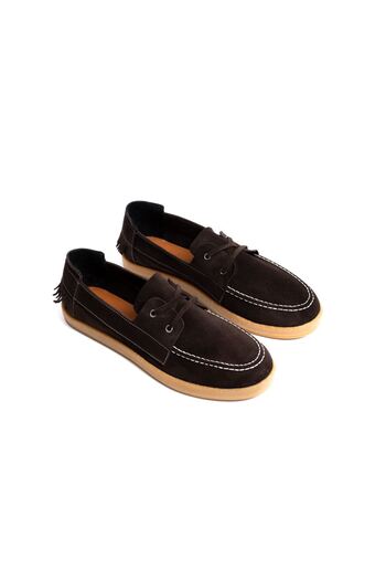 by selvi Lukka Shoes Men's Genuine Leather Bitter Brown Lace-Up Tassel Detailed Rubber Sole Casual Shoes