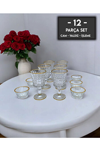 gkzglass home dekor Orchid Glass Gilded Coffee Side Water Cup Presentation Set Set of 12