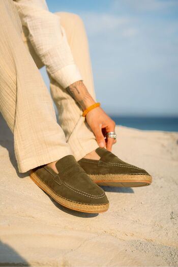 by selvi Lukka Shoes Rose Khaki Genuine Leather Suede Men's Loafer Shoes Espadrille