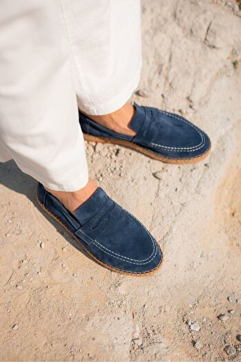 by selvi Lukka Shoes Μπλε ροζ γνήσιο δέρμα σουέντ Loafer