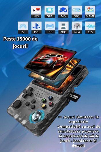 clickzu R36S retro portable console, 64GB, 15000+ games, 3.5” IPS screen, dual 3D joystick, WiFi, Bluetooth