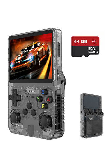 clickzu R36S retro portable console, 64GB, 15000+ games, 3.5” IPS screen, dual 3D joystick, WiFi, Bluetooth