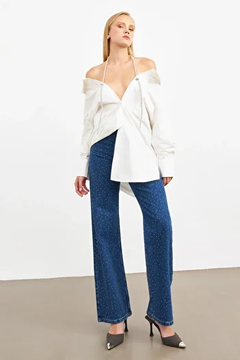 Setre Ecru Neck Accessory Detailed Tunic