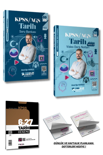 Yediiklim Yayınları 2026 KPSS AGS Atölye Serisi Genel Kültür Tarih Video Ders Notu ve Soru Bankası Seti 2 Kitap