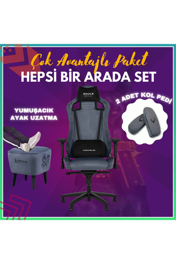 XMAX Pro / Ayak Uzatmalı Kol Pedli Maximus 4D Kol Orijinal Yarasa Mekanizmalı Antrasit Oyuncu Koltuğu
