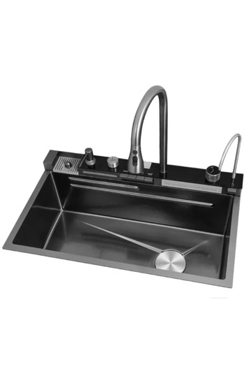 Blasko Chiuveta Bucatarie SMART 75x46x22 cm, Cuva Dubla, Cascada, Hidroenergie, Otel