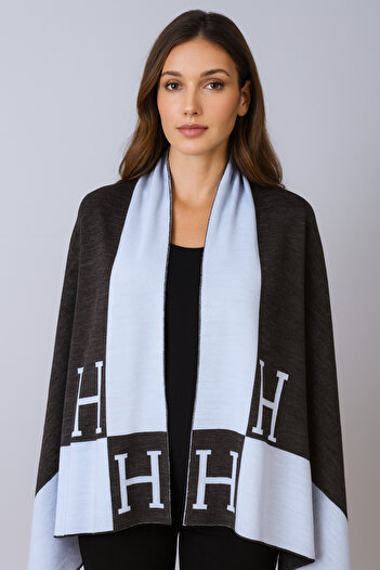 Sebir Moda H Patterned Double Sided Knitwear Shawl