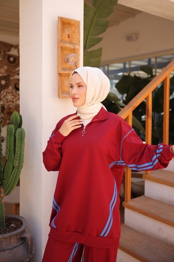 Wovi Γυναικείο Σετ Φούτερ Hijab Σετ διπλό Πέτο με φερμουάρ