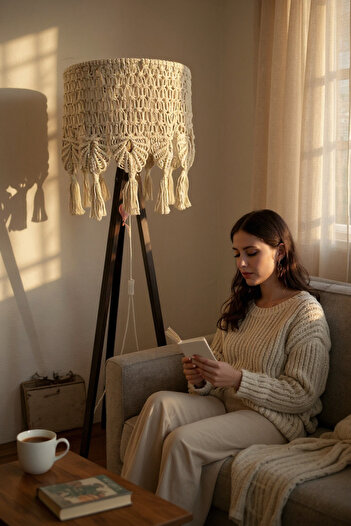 Zuviel Deco Büyük Başlıklı Makrome Lambader Başlığı(sadece başlık)