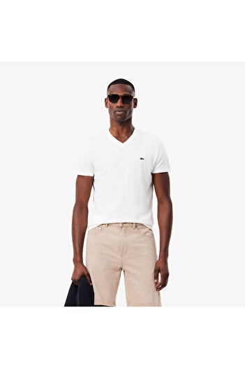 Lacoste Lightweight Cotton Pima V Neck T-shirt - TH6710-00-001