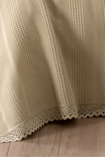 Sevim Single Lace Honeycomb Bedspread - Beige Waffle Weave Bedspread - 160x230 cm