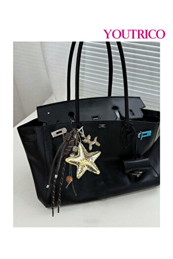 Youtrico Leather Star Dopamine Color Handmade Bag Charm, Keychain, Gift Accessory