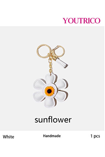 Youtrico 1pcs Leather Sunflower Cute Cartoon Handmade Bag Charm, Keychain