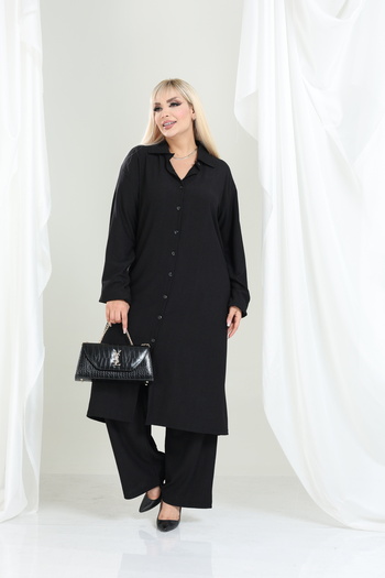 şuranur Wrap Shirt Collar Tunic Suit Buttoned Suitable for Hijab 2XL 6XL