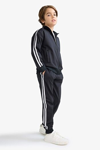 DeFacto School Boys 2 Piece Set Zippered Sweatshirt Top Elastic Waist Jogger Sweatpants D2042A824Au