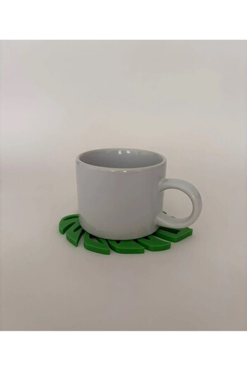 EYBaskı Tasarım Green 3D Leaf Patterned Coaster (1 Pc)