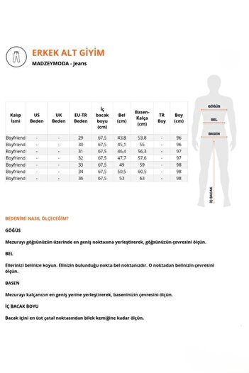 MADZEYMODA Boyfriend Erkek Yırtık Detaylı Mavi Jean Kot Pantolon