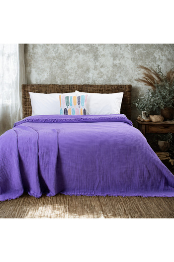 Püskül Tekstil Luxury Muslin Bedspread Double Extra Large - Soft, Thin Pique, Summer Throw Blanket