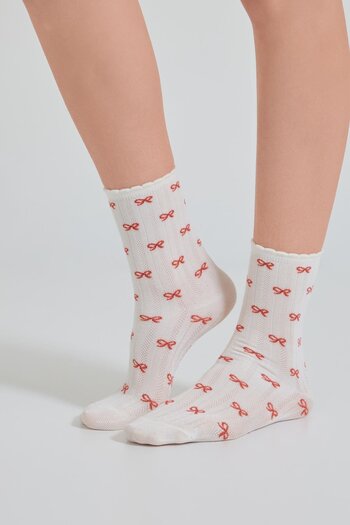 Katia&Bony Mother-Daughter Bow Patterned Boxed Socks Set