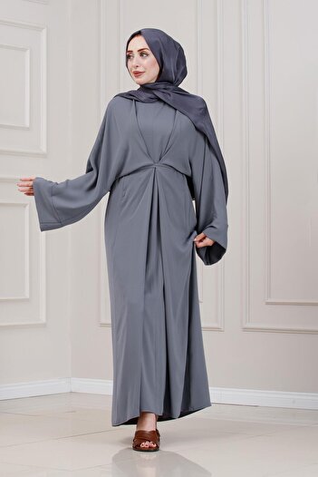Sevitli Maria Dress with Tie-Up-Grey