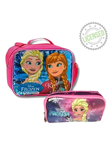Disney Frozen Licensed Lunchbox and Pen Holder Set - Elsa & Anna Patterned Girl's School Set