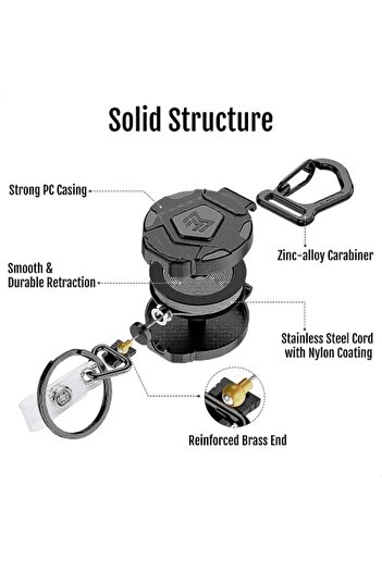 A.S.I.N.C. Keychain, card, with wire, metal, black