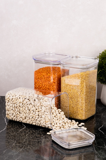 DNS HOME 3 Pieces Vacuum Lid Storage Container Acrylic Storage Jar 1200 ml
