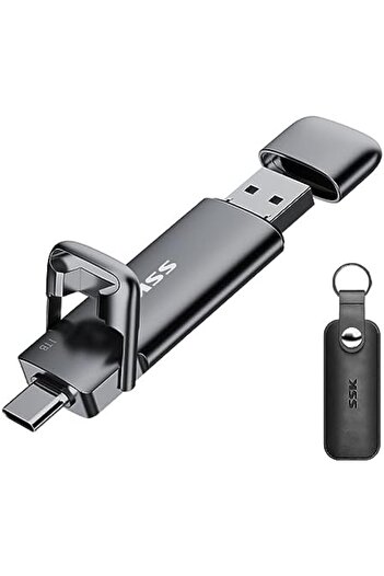SSK 1TB External SSD Up to 550MB/s, Fast Speed Dual Flash Drive Type C+ USB A 3.2 Gen 2