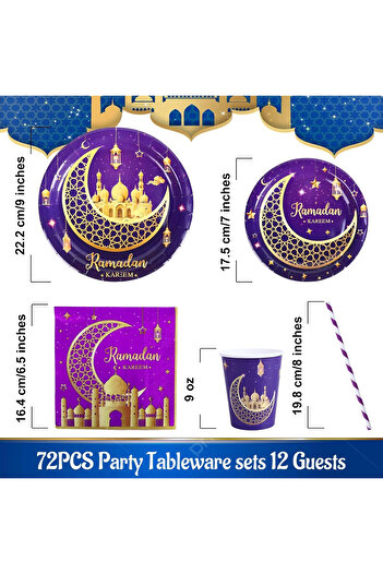 OEM Disposable party tableware set 60 pieces 12 guests - oriental pattern