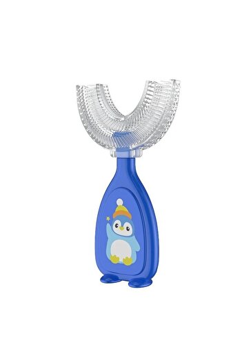 Mixbo Children's Toothbrush Mixbo, Manual, Silicone and Plastic, 10 cm, Blue Penguin, 2 years+