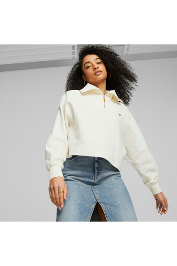Puma Womens DOWNTOWN Half-Zip Sweatshirt - White
