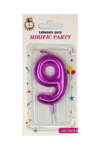 SDX Market Cake candle, number 9, Neon Magenta, 8 cm