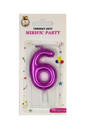 SDX Market Cake candle, number 6, Neon Magenta, 8 cm