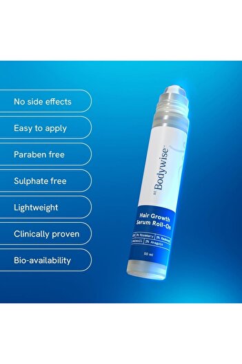 Be Bodywise Rosemary Hair Growth Serum Roll on | Promotes Hair Growth|3% Rosemary, 3% Redensyl 2% Anagain |50 ml