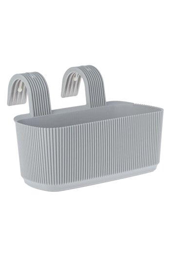 OEM Grey Plastic Planter with Embossed Stripes for Railing/Balcony 3.2L