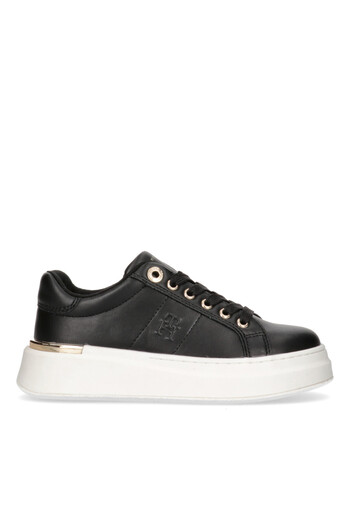 Tommy Hilfiger Girls Black Low Cut Lace-Up Sneakers