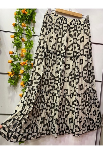 edu collection Patterned Chiffon Skirt with Lining